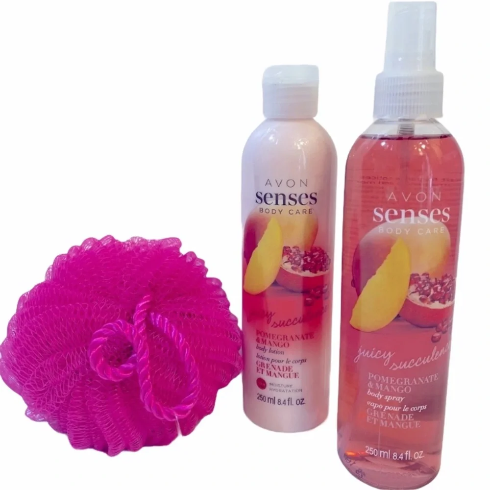 Avon Bath Set Body Care Juicy Succulence Bath & Body Pink Fruit Floral Fragrance